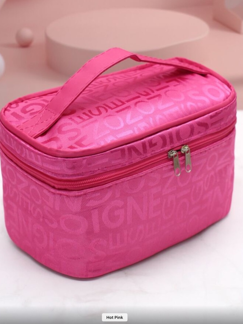Hot Pink Women’s Cosmetic Travel Bag - Brand